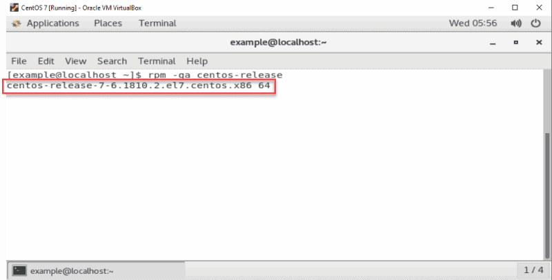 Example of RPM command to view version of CentOS