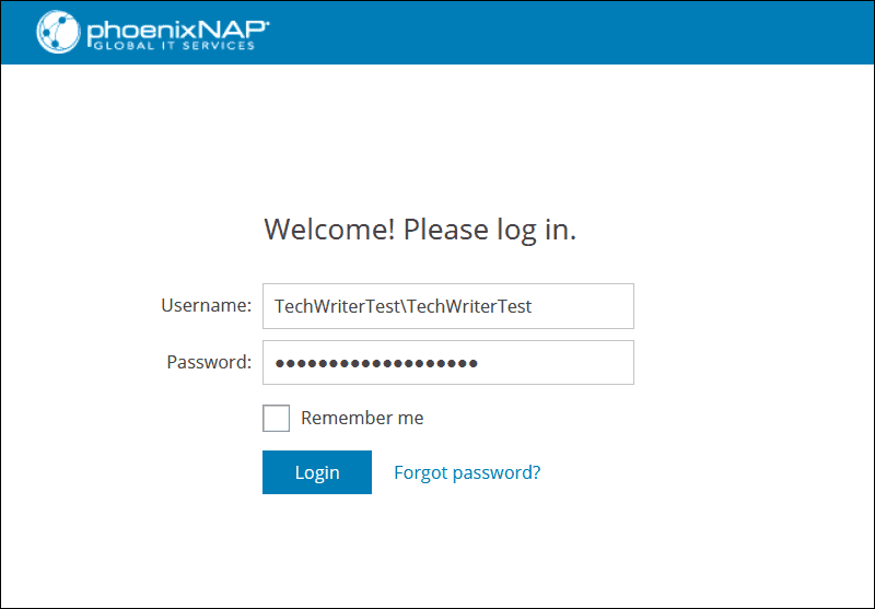 VAC login page with credentials.