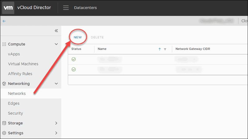 add a new network to vcloud director