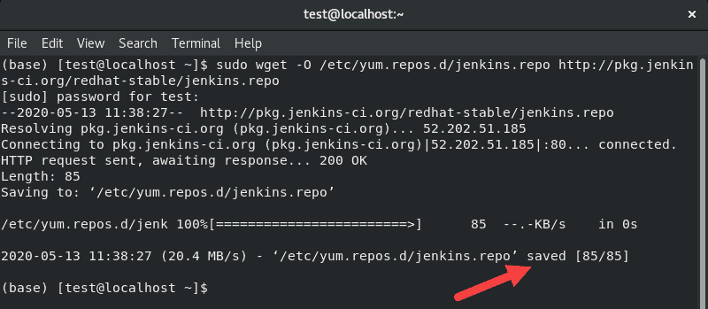 example of Adding Jenkins repository on CentOS 8