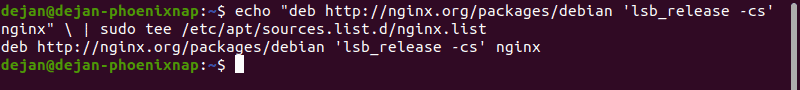 Invoking the sudo command to add the Nginx repository