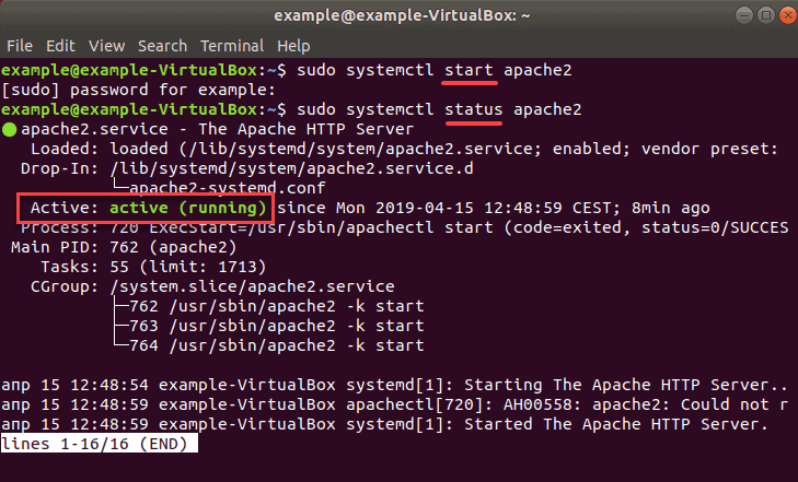 Ubuntu: How To Start / Stop / Restart Apache Server