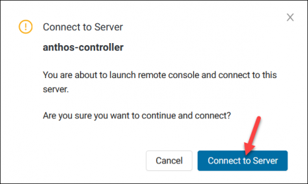 Confirmation message when connecting to a BMC server using the Remote Console