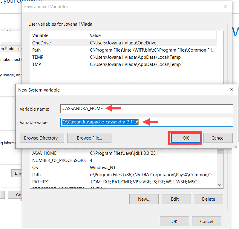 Add new variable for Cassandra by appending installation folder location.