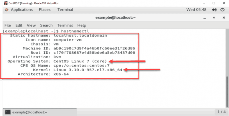 example of centos version number and output