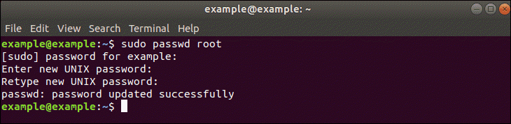 change root password in ubuntu terminal command