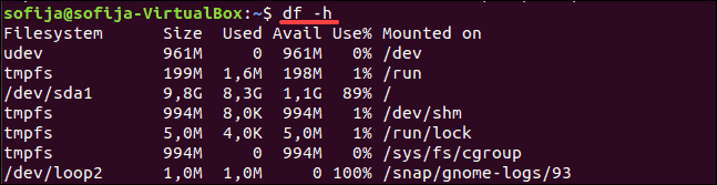 Command to check disk space in human-readable format of kilobytes, megabytes,and gigabytes