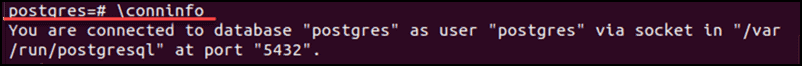 Command to get information about your postgre connection.