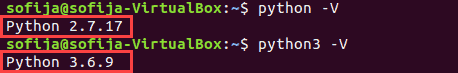 Verifying Python version on an Ubuntu system.