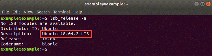 screenshot of checking ubuntu version from terminal