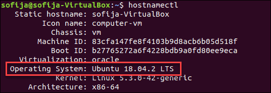 Check Ubuntu version using hostnamectl command.