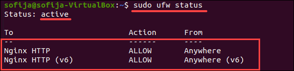 Check UFW status.