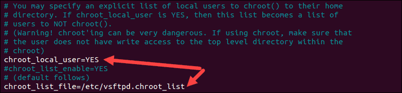 Chroot list to limit user access.
