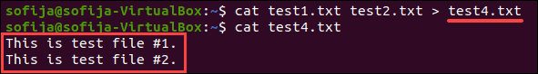 Combining cat operations into one command