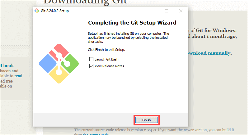 Git installation on Windows is done