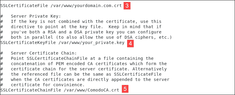 Continuazione della configurazione generale per l'host virtuale.