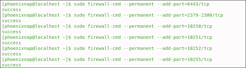 Adding ports to firewalld exceptions