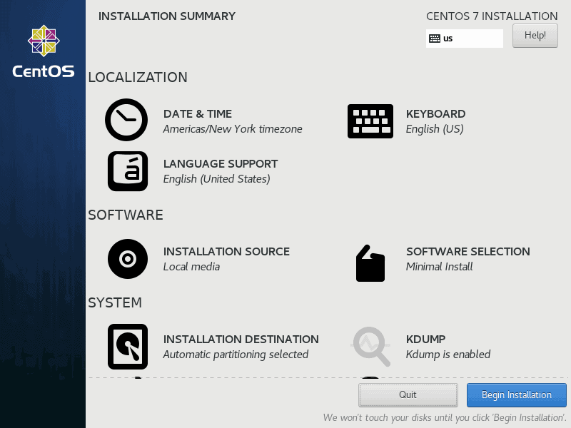 Select and configure custom option for the installation.