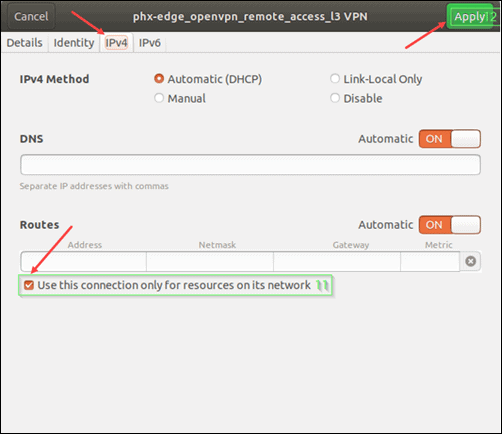 Configure OpenVPN for Ubuntu client.