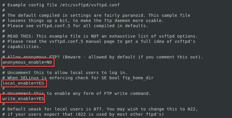 ftp configuration in rhel 7