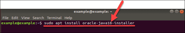 Command to install Java 10 on Ubuntu.