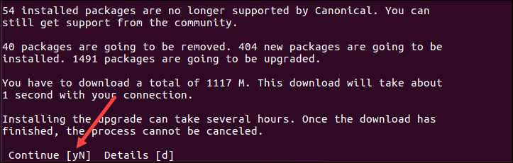 Continue upgrading to Ubuntu 18.04 from command line.