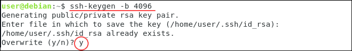 Create a 4096-bit RSA key pair on Debian.