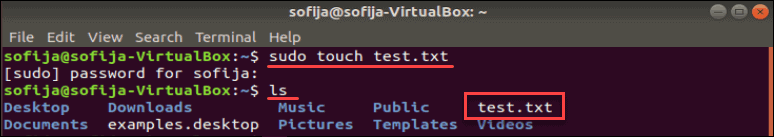 create a file with touch command