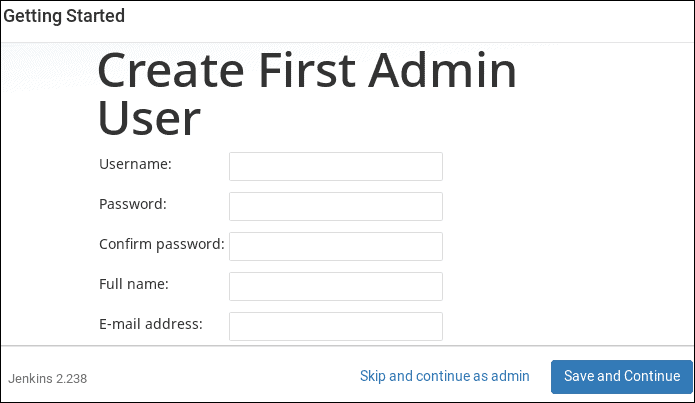 Create first admin user in Jenkins form