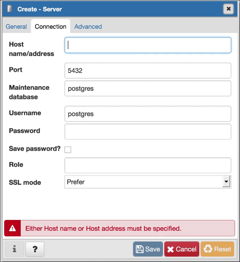 pgadmin 4 connect to database