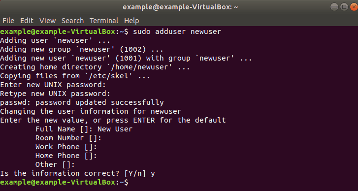 create new user linux with sudo