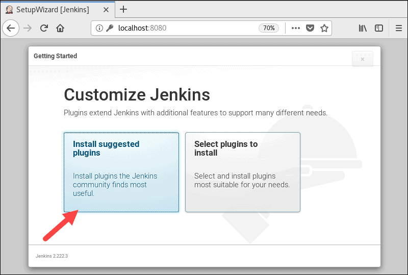 Jenkins Customize page to install plugins.