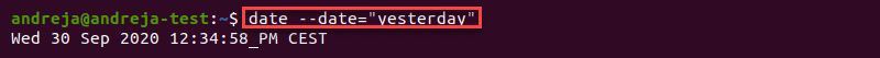 Yesterday's date format in linux