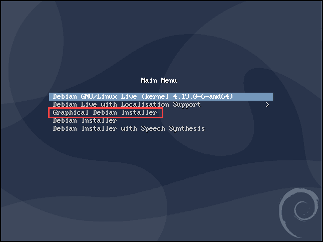 debian installer main menu