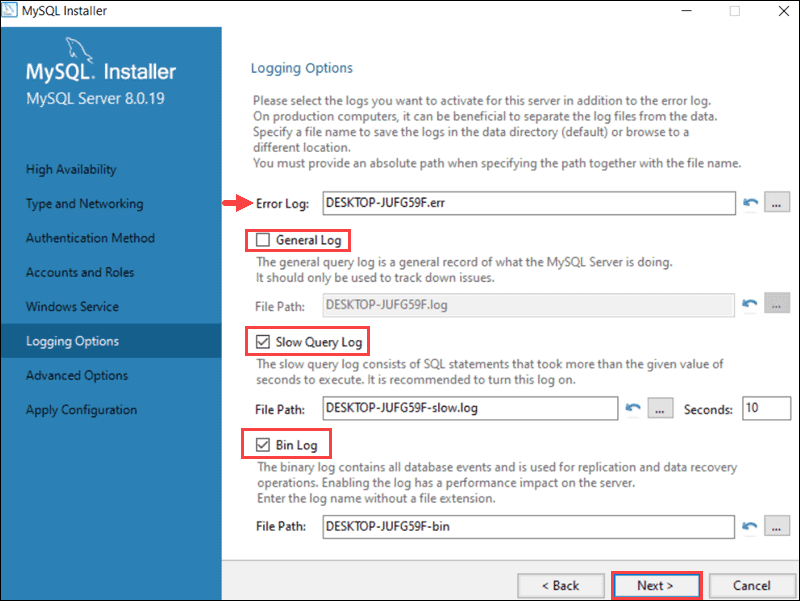 Configure logging