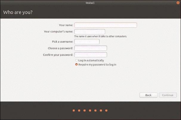 Define the username and password for logging on.