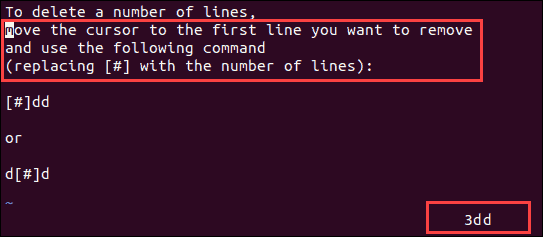 How to delete multiple lines in Vim.