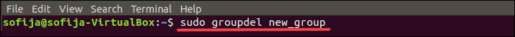 example of deleting a user group in linux