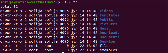 Display a long listing format of files and directories with ls -ltr command.