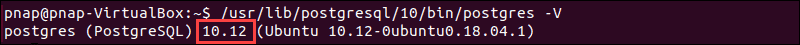 The postgres version number is presented in the terminal.