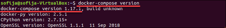 Checking Docker Compose version.