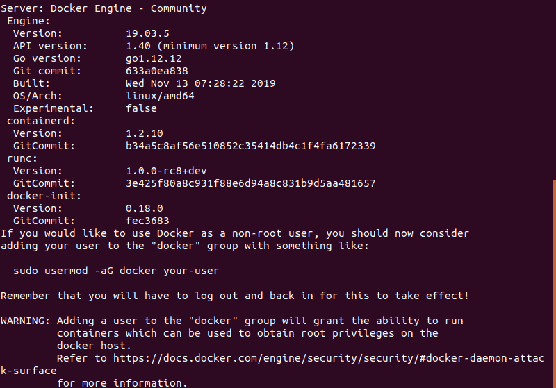 Information on Docker version running on your Raspberry Pi.