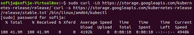 Download Kubectl binary on Ubuntu.