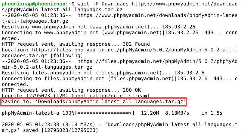 phpMyAdmin downloading in Debian 10