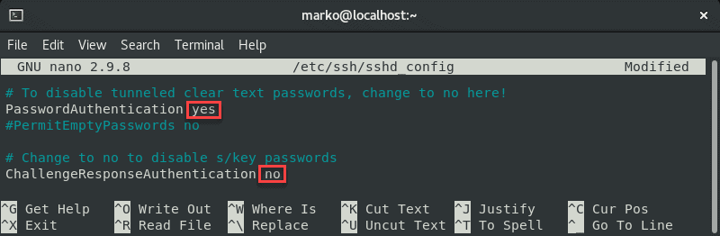Editing the shhd_config file to enable password authentication to fix SH Failed Permission Denied (Publickey,Gssapi-Keyex,Gssapi-With-Mic)