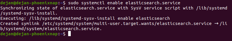 This command enables the Elasticsearch service on boot.