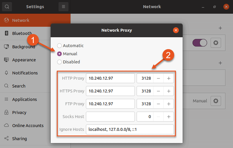 Filling out proxy info in Ubuntu GUI proxy settings