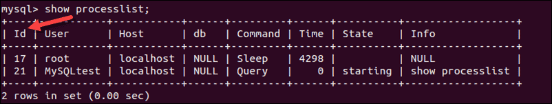 mysql show processlist command