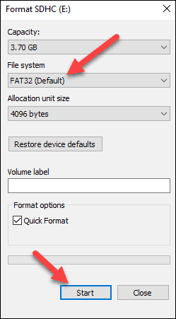 Windows tool to format SD card