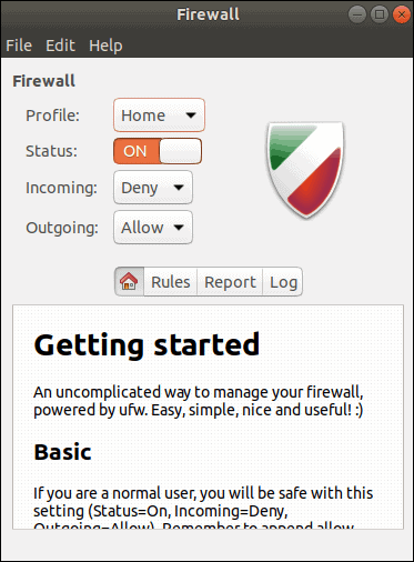 Getting started with GUI firewall settings.